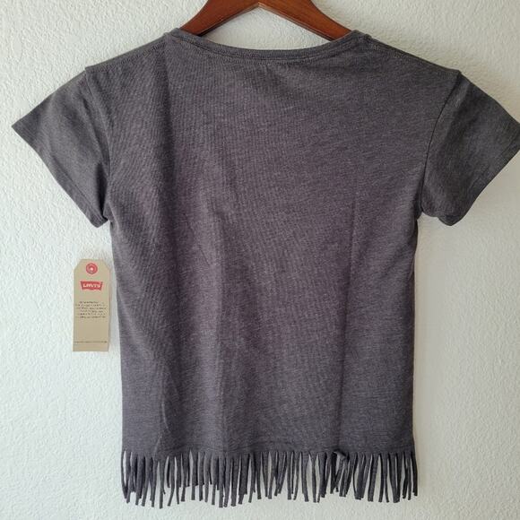 Levi's Girl's Charcoal Gray Western Fringe Star Theme Top Size Medium NWT Rodeo - Picture 7 of 8